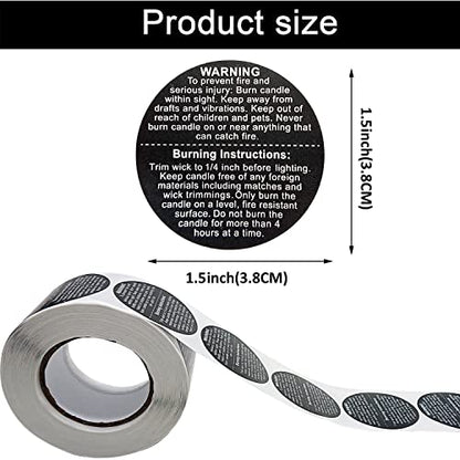 1500 Pcs Candle Warning Labels,1.5inch Candle Jar Container Stickers - color: Black