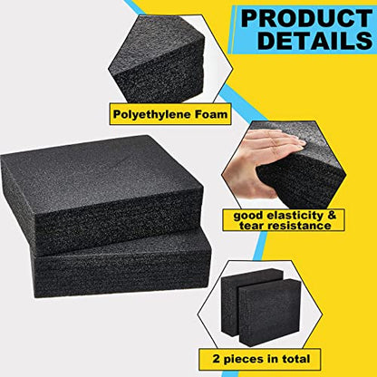 Hoolerry 2 Pcs Polyethylene Foam Block, 12" X 10" X 3.125", Black - size: 12" X 10" X 3.125"