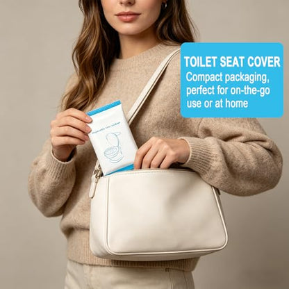 50 Pack Disposable Toilet Seat Cover Waterproof Non-Woven Fabric, Disposable Toilet Seat Covers for Travel, Disposable Seat Covers for Hotel Hospital Public Restroom, Individual Package