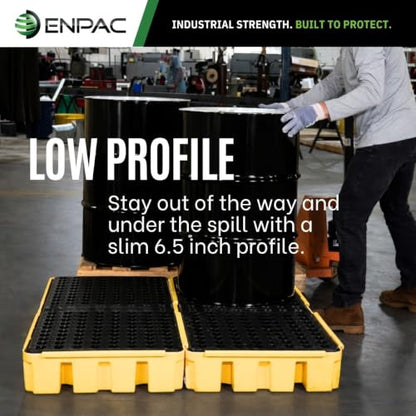 ENPAC 6 Drum Spill Containment Pallet, U-Connect Linking Modular Workstation, 72"x49"x6.5", 12000 lbs. Distributed Load Capacity, 76.5-Gallon Spill Capacity, EPA/OSHA Compliant, Made in USA - color: Yellow, size: 6 Drum