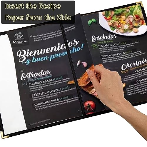 WOPPLXY 2 Pack Menu Covers, 8.5" x 11" Transparent Menu Covers, 6 Page 12 View Restaurant Menu Covers Menu Books Holder Fits A4 Size Paper, Menu Folder Menu Sleeves for Restaurant Bar Cafe
