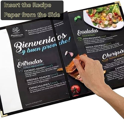 WOPPLXY 2 Pack Menu Covers, 8.5" x 11" Transparent Menu Covers, 6 Page 12 View Restaurant Menu Covers Menu Books Holder Fits A4 Size Paper, Menu Folder Menu Sleeves for Restaurant Bar Cafe