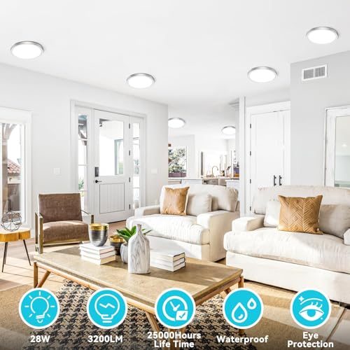 libtit 7 Inch Nickel Brushed Flush Mount Ceiling Light, 15W Ceiling Light Fixture,3000K/4000K/6500K Color Selectable,Ultra-Thin Round Ceiling Lighting Fixture for Bedroom Kitchen Pantry Basement - color: Brushed Nickel, size: 7in-1Pack