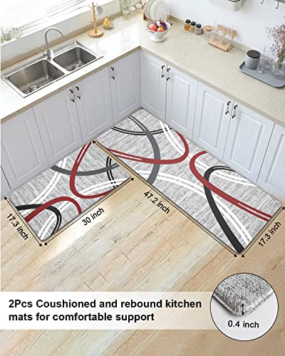 Artnice Kitchen Rugs Set of 2, Modern Cushioned Anti-Fatigue Floor Mat - size: 17.3" x 30" + 17.3" x 47.2"