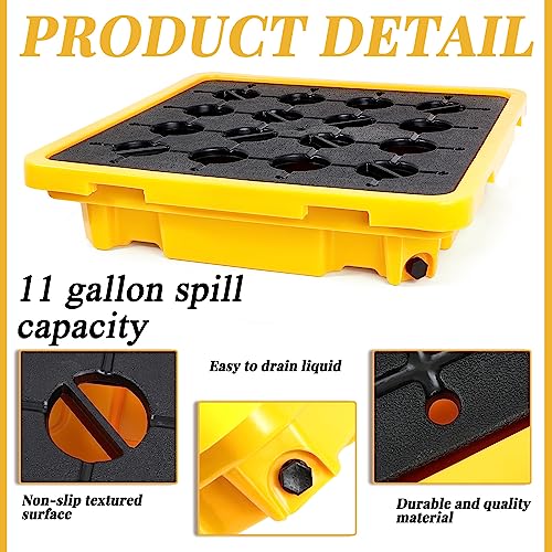 1 Drum Spill Containment Pallet with Drain Anti Slip, 26.4 x 26.4 x 6'' - size: 26.4 x 26.4 x 6 Inches