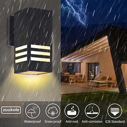 Outdoor Wall Lantern, Aluminum Waterproof Exterior Light Fixture - color: Rectangle (Black B)