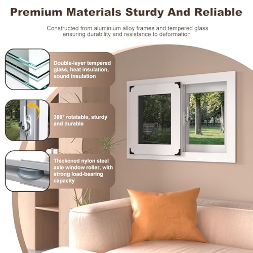 Home Windows Replacment, 15.75 x 23.62IN Aluminum Alloy Frame White Sliding Window, Bathroom Basement Window Mobile Home House Window for Ventilating (15.75 x 23.62IN) - size: 15.75 x 23.62IN