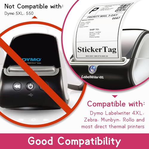 12 Rolls, 3600 Labels Replacement for DYMO 1744907 (4" x 6") - size: 4" x 6" | 1744907-12 Rolls