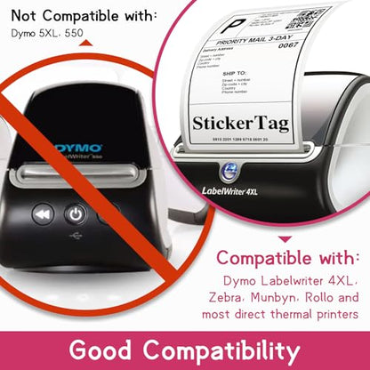 12 Rolls, 3600 Labels Replacement for DYMO 1744907 (4" x 6") - size: 4" x 6" | 1744907-12 Rolls