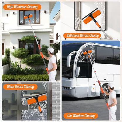 30FT High Window Cleaning Kit with Pole,Professional Window Clean Pole Kit - color: 10.65in Squeegee, size: 24FT(Reach 30ft)