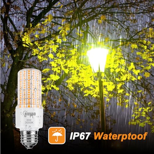 RIUVAO LED Corn Light Bulb 300w Equivalent 3750Lumen 3000K Cool Daylight White 30W E26/E27 Base Ceiling Fan Led Light Bulb for Home Garage Warehouse Indoor Outdoor Led Corn Bulb Pack of 3 - style: 3pck 3000K
