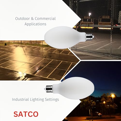 Satco S13194 62W LED HID Replacement Bulb, 5000K Natural Light, 10,000 Lumens, EX39 Mogul Extended Base, White Finish, 80+ CRI, Non-Dimmable, for Industrial and Commercial Fixtures