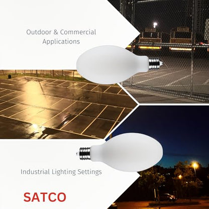 Satco S13194 62W LED HID Replacement Bulb, 5000K Natural Light, 10,000 Lumens, EX39 Mogul Extended Base, White Finish, 80+ CRI, Non-Dimmable, for Industrial and Commercial Fixtures