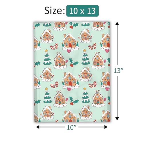 10x13 (100) Gingerbread Houses Christmas Designer Poly Mailers Self Sealing Waterproof Shipping Envelopes Holiday Premium Printed Bags For Small Businesses - color: Gingerbread Houses, size: 10x13