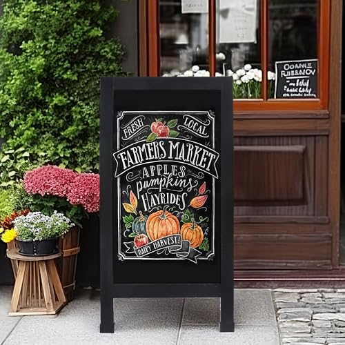 SELEAD Magnetic A-Frame Chalkboard Signs - 40" x 20", Black Solid Pine Wood - color: Black(20"x40")