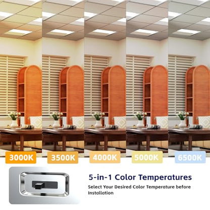 20Pack 2x4 FT LED Center Basket Troffer Light, 5CCT Color Tunable 3000/3500/4000/5000/6500K, Watt Adjustable 72W/60/50/40/30W, 0-10V Dimmable Drop Ceiling Lights, 120-277V-ETL Qualified - size: 2X4 20Pack
