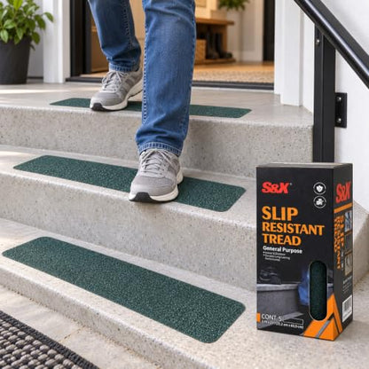 S&X Outdoor Stair Treads Non-Slip 6x24in, 5-Pack, Dark Green - color: Green, size: 6" x 24"