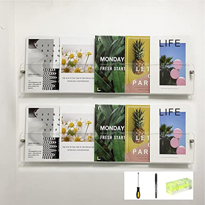 37.4" Magazine Holder,Acrylic Magazine Rack Wall Mounted,Clear Brochure Holder (2PACK)… - color: Transparent