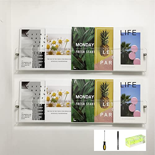 37.4" Magazine Holder,Acrylic Magazine Rack Wall Mounted,Clear Brochure Holder (2PACK)… - color: Transparent