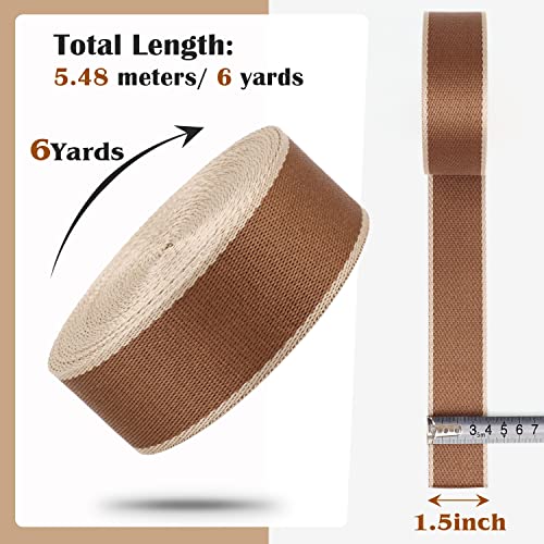 1.5 Inch Brown Webbing Heavy Duty Striped Webbing 6 Yards - color: wb10-6 Yards