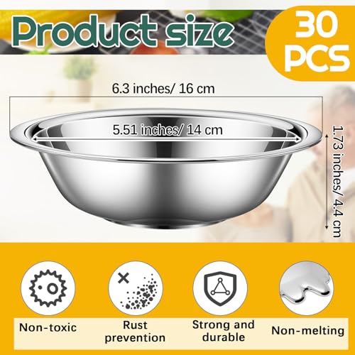 Tioncy 30 Pack Small Stainless Steel Mixing Bowls, 3/4 Quart Prep Bowl