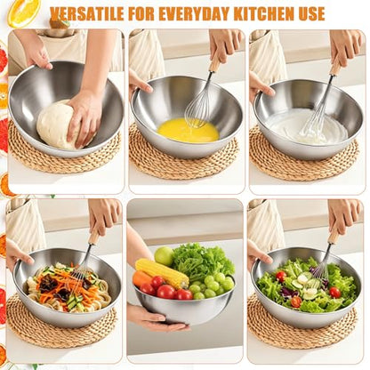 3 Pcs Stainless Steel Mixing Bowls Set, Metal Baking Bowls (1.5,2.2,3.4 Qt)