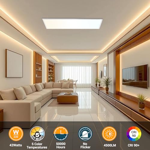 GT-Lite 1'x4' 4500 Lumen LED Flat Panel, White Trim - color: White - 2 Pack