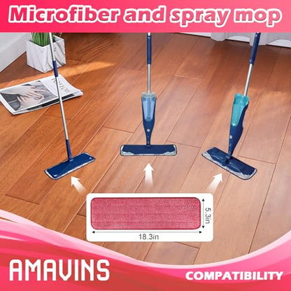 AmaVins 3 Pack Microfiber Cleaning Pads, Reusable Microfiber Mop Pads for 18 Inch Mop, Hardwood Floor Replacement Cleaning Mop Pads, Machine Washes - color: A-red 3 Pack 01