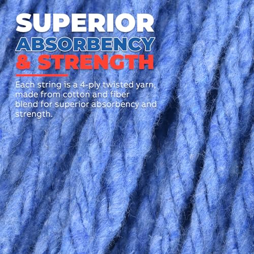 Onesimus 28 oz Heavy Duty Mop Head Replacement, 5 Inch Headband for Quick Change Handle, Blue Loop-End Cotton Blend String Wet Dry Floor Mop Refill Commercial Cleaning Supplies, 1 Pack X-Large - size: 1 Pack (X-Large)