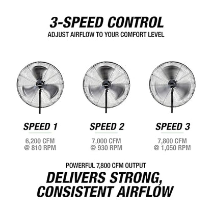 OEMTOOLS 30 Inch Oscillating Pedestal Fan 7800 CFM with Adjustable Height - size: New 30 Inch