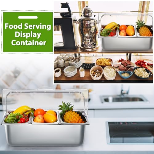 Ziliny 2 Pack Countertop Food Serving Display Container, 3 Pan and 6 Pan - style: 3 Pan and 6 Pan