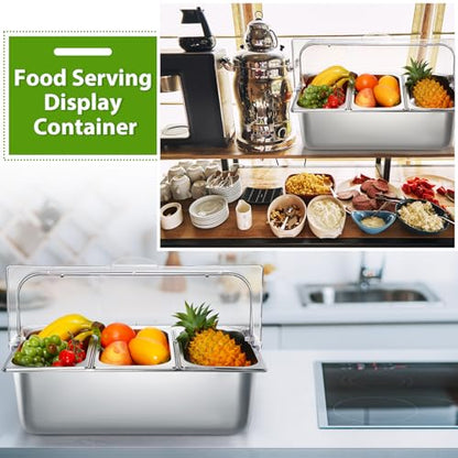 Ziliny 2 Pack Countertop Food Serving Display Container, 3 Pan and 6 Pan - style: 3 Pan and 6 Pan