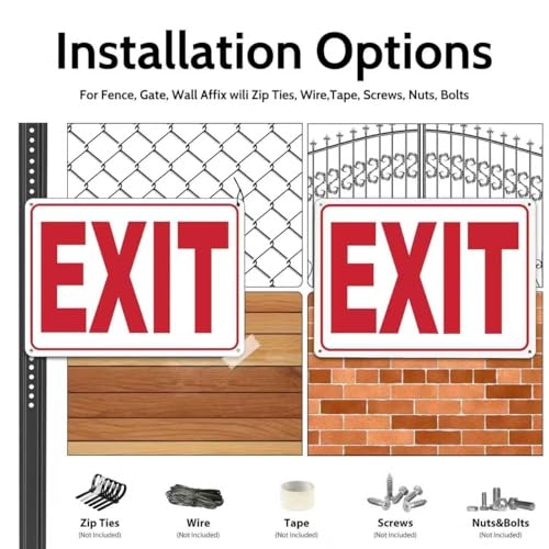 (4 Pack) Exit Sign, 10"x 7" Rust Free Reflective Aluminum Metal Sign, Fade Resistant, Waterproof, Easy to Mount
