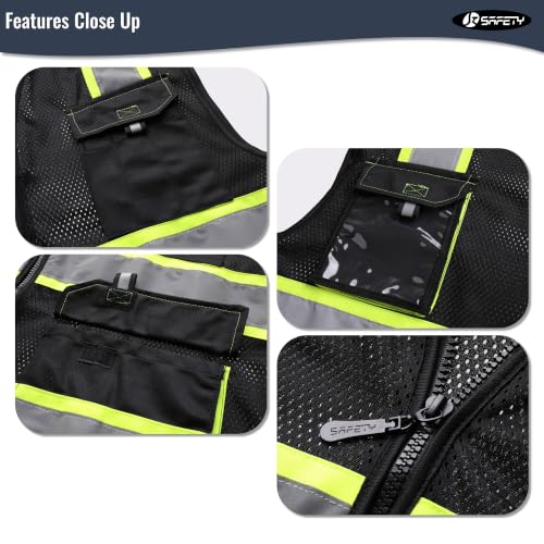 JKSafety Safety Vest for Men Women Hi Vis Reflective Vest JK220 Black 3XL - color: Jk220-black, size: 3X-Large