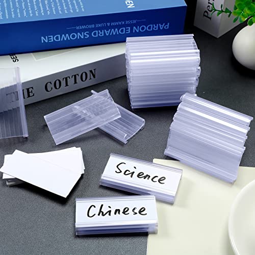 Yulejo 100 Pcs Wire Shelf Label Holders, 100 Pcs Paper Inserts