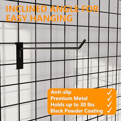 8 Inch Black Gridwall Hooks, 25 Pack Grid Wall Hanging Hangers - color: Black, size: 8 Inch