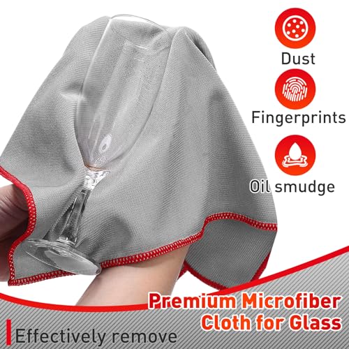 Maxcheck 24 Pack Microfiber Glass Cleaning Cloths, 16" x 16", Grey - color: Grey