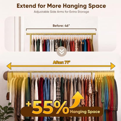 HOKEEPER Clothes Rack 450LBS Adjustable Garment Rack with Wheels, Gold - color: Gold
