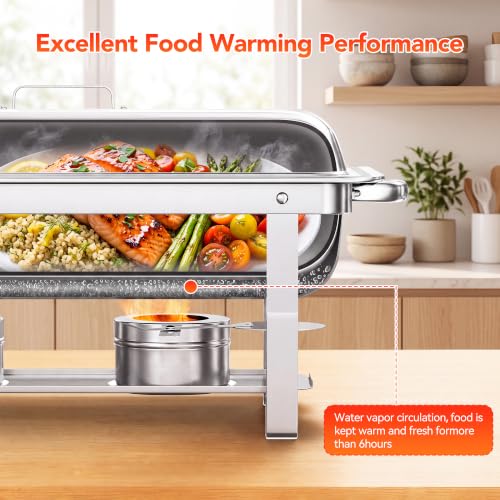 Chafing Dishes for Buffet, 4 Pack 9QT Stainless Steel Chafing Dish Set