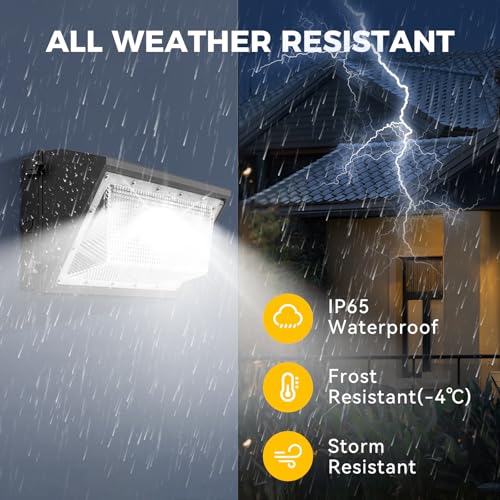 AIKVSXER 160W LED Wall Pack Light, 25600LM 6000K Dusk to Dawn Sensor, 8Pack