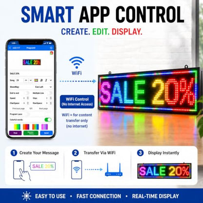 Programmable Scrolling LED Sign for Business, Digital Message Board 39"x8" - size: P10 39"x8" Indoor & Outdoor