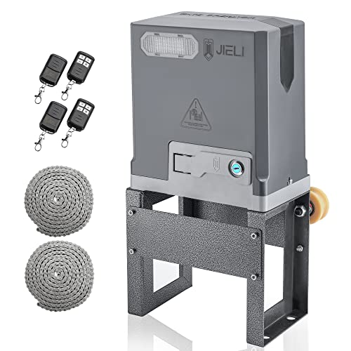 JIELI 3300 lb Automatic Sliding Gate Opener with 4 Remote Controls, Electric Rolling Driveway Slide Gate Motor, Complete Gate Operator Hardware Security System Kit for Sliding Gate Up to 40 Feet - color: 3300lbs gate opener