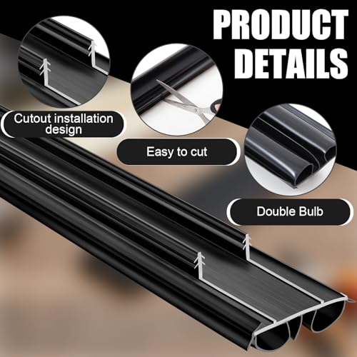 Pushglossy 2 Pcs Double Bubble Kerf 36" Door Bottom Seal, Black - color: Black, size: Double Bubble Kerf
