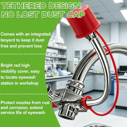 4 Pack 1 in Tethered Dust Covers Emergency Eye Wash Station Caps