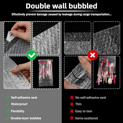 Frienda 300 Pcs Self Adhesive Bubble Bags Packing Pouches, Mixed Sizes - size: Mixed Sizes