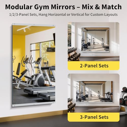 55x30 in Home Gym Mirrors,1-Pack,Frameless,Wall Mounted - size: 55"L x 30"W