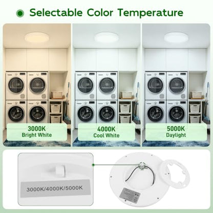hykolity 7 Inch Selectable CCT LED Round Flat Panel Light,1500LM - color: White, size: 7 inch