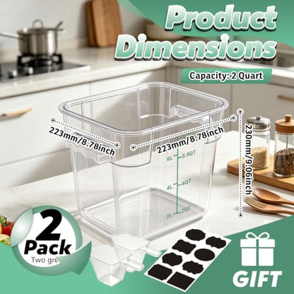 2 Pack 8QT Commercial Clear Food Storage Containers with Lid, NSF - color: Green, size: 8Qt-2 Pack