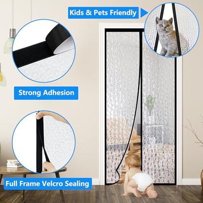 RELIANCER Magnetic Thermal Insulated Door Curtain,Waterproof EVA Door Cover,Fit Doors Size Up to 36"x96",Temperature Protection Insulated Doorway Curtain Partition,Patio Self-Closing Doors Net Screen - size: Fits Door Size 36"X96"