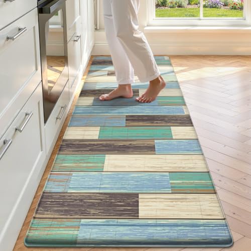LOKHOM Kitchen Floor Mats, 24x59 Anti Fatigue Cushioned Runner Rug, Teal - color: Teal